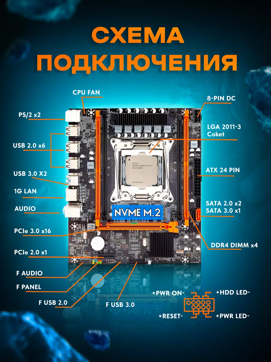 Комплект материнская плата X99, E5 2670V3 2,3 ГГц, DDR4 16GB MicroBT  191976047 купить за 7 371 ₽ в интернет-магазине Wildberries