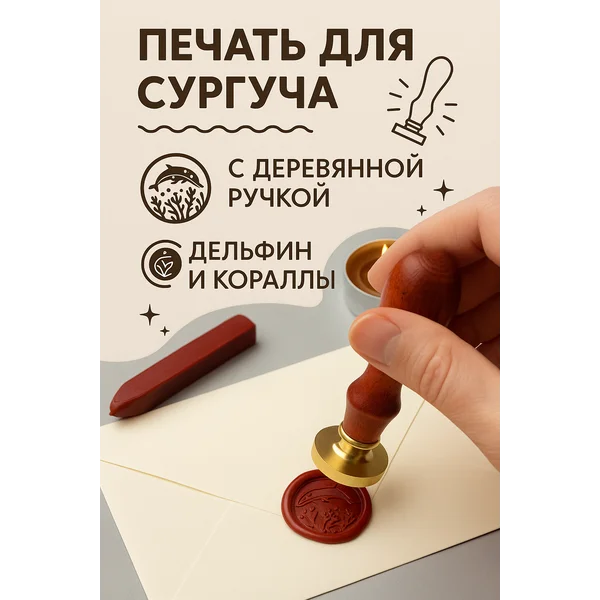 Печать для сургуча «Дельфин и кораллы»