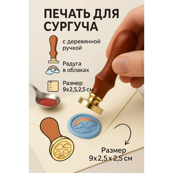 Печать для сургуча «Радуга в облаках»