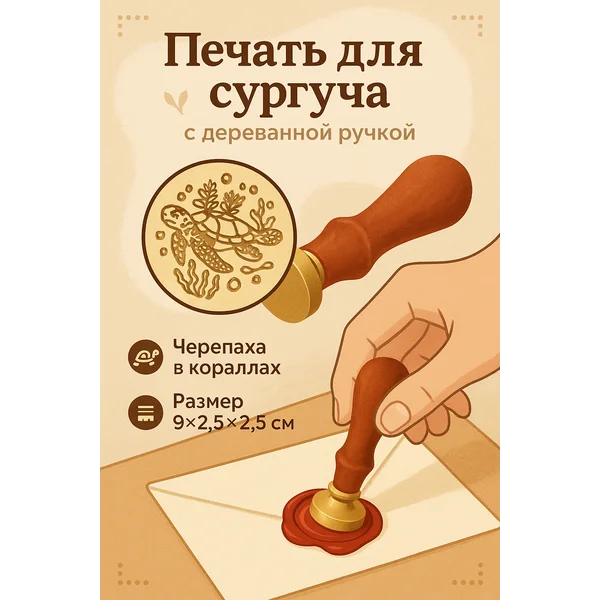 Печать для сургуча «Черепаха в кораллах»